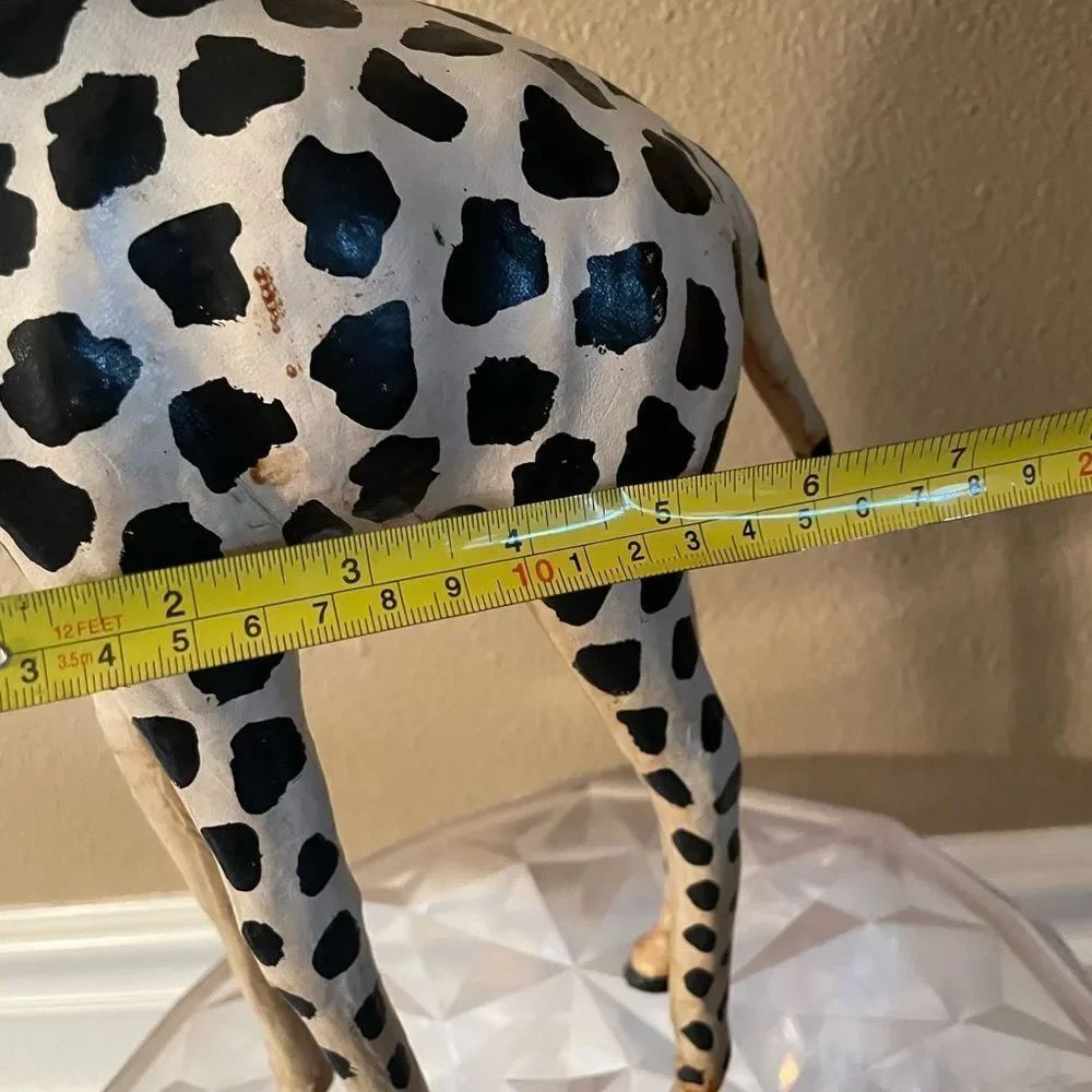 Giraffe Leather Wrapped Old 19 inches Tall Decorative Giraffe